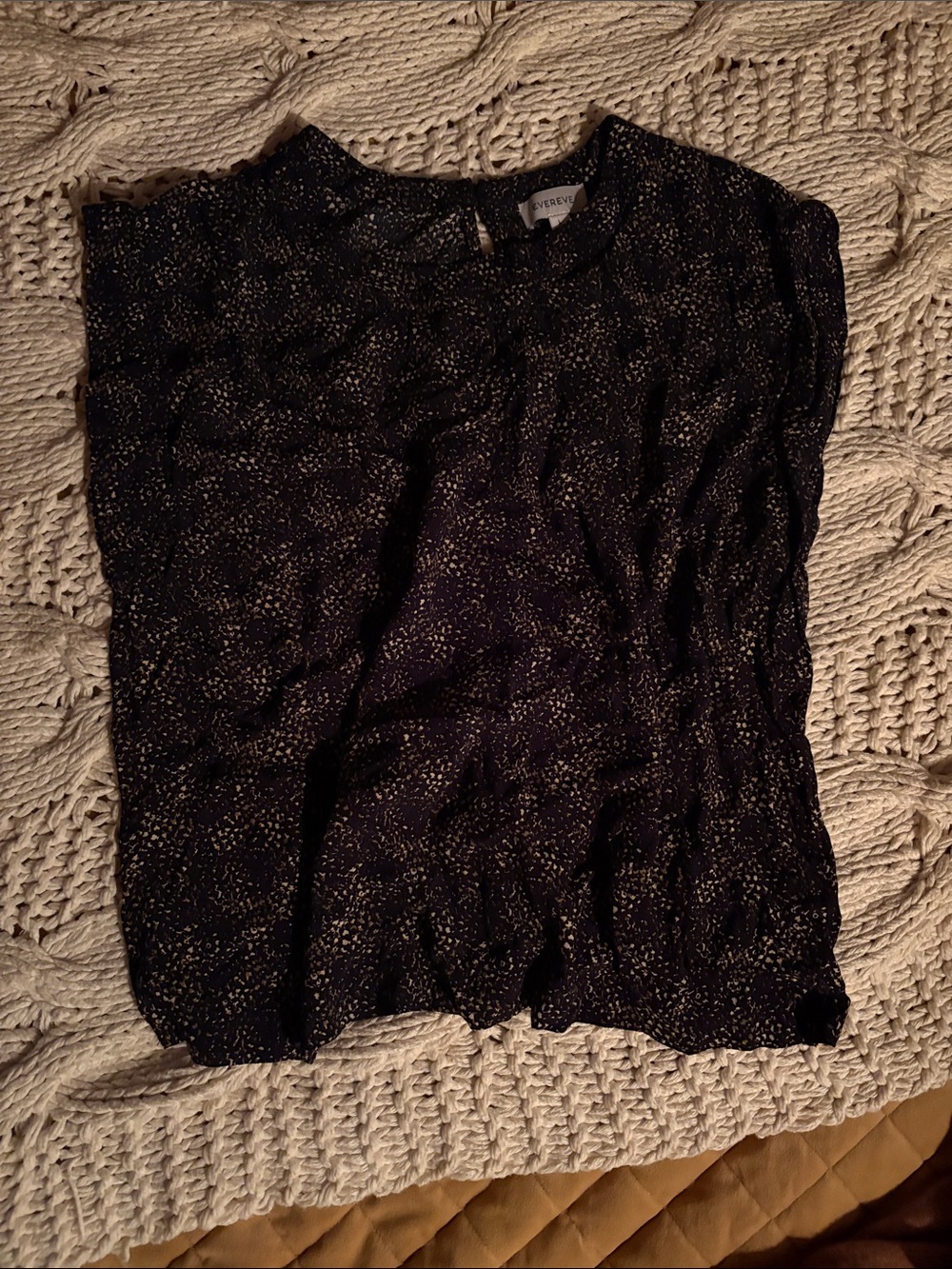 Evereve Black Shell Top with Gold Dot Detail